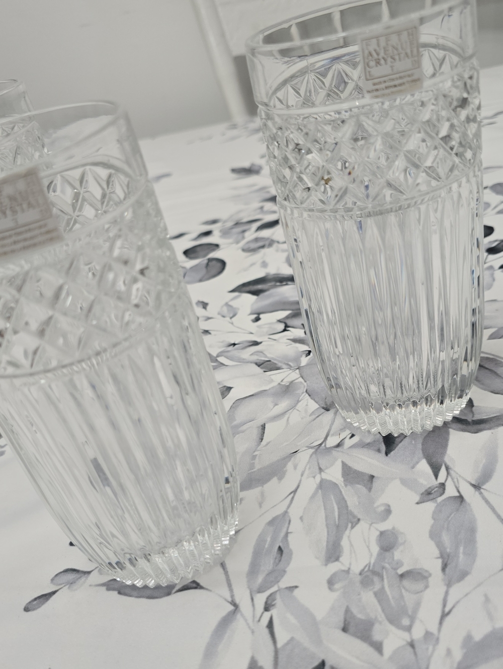 Fifth Avenue LTD Set Of 3 Crystal High Ball Glasses Diamond Rib Czech Republic - Picture 8 of 15